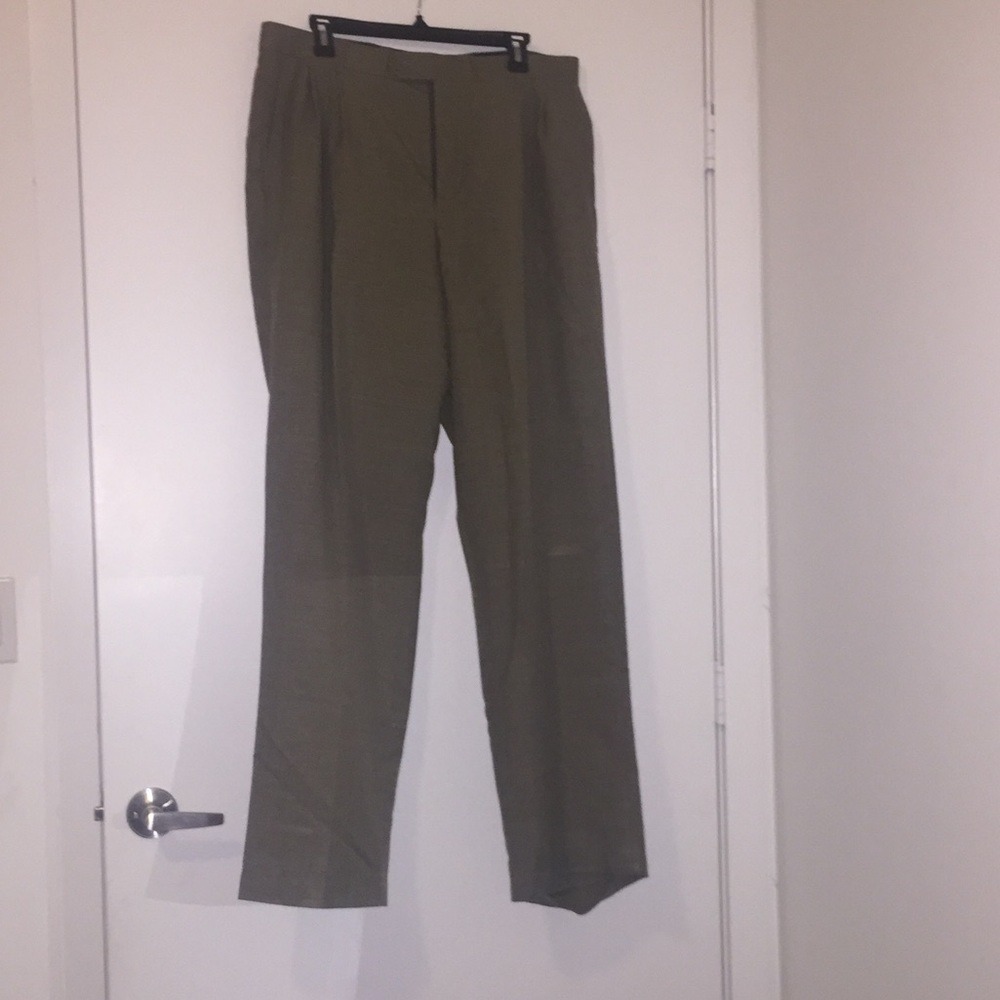 Via Milano Mens Tailored Dress Pants Trousers Slate Khaki Brown